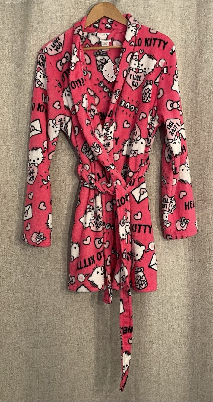 Hello Kitty Valentine's Day Love Letter Hearts Plush Fleece Robe Size Large NWT